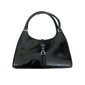 GUCCI Jackie Collection Vintage Hobo Bag. Black. Patent Leather. Silver Clr Hdwr